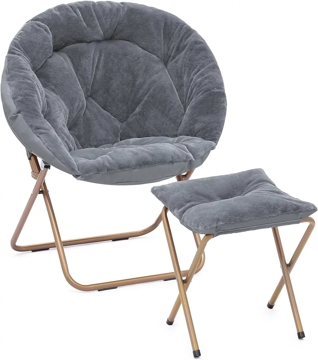 Oversized Foldable Saucer Chair with Ottoman J6561