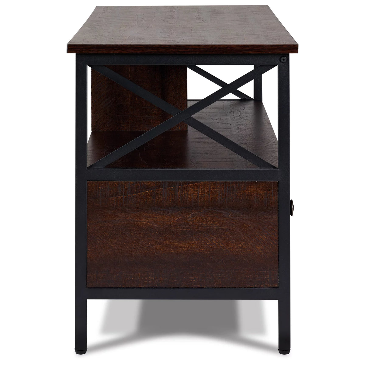 Metal and Wood TV Stand up to 50" Walnut E5481