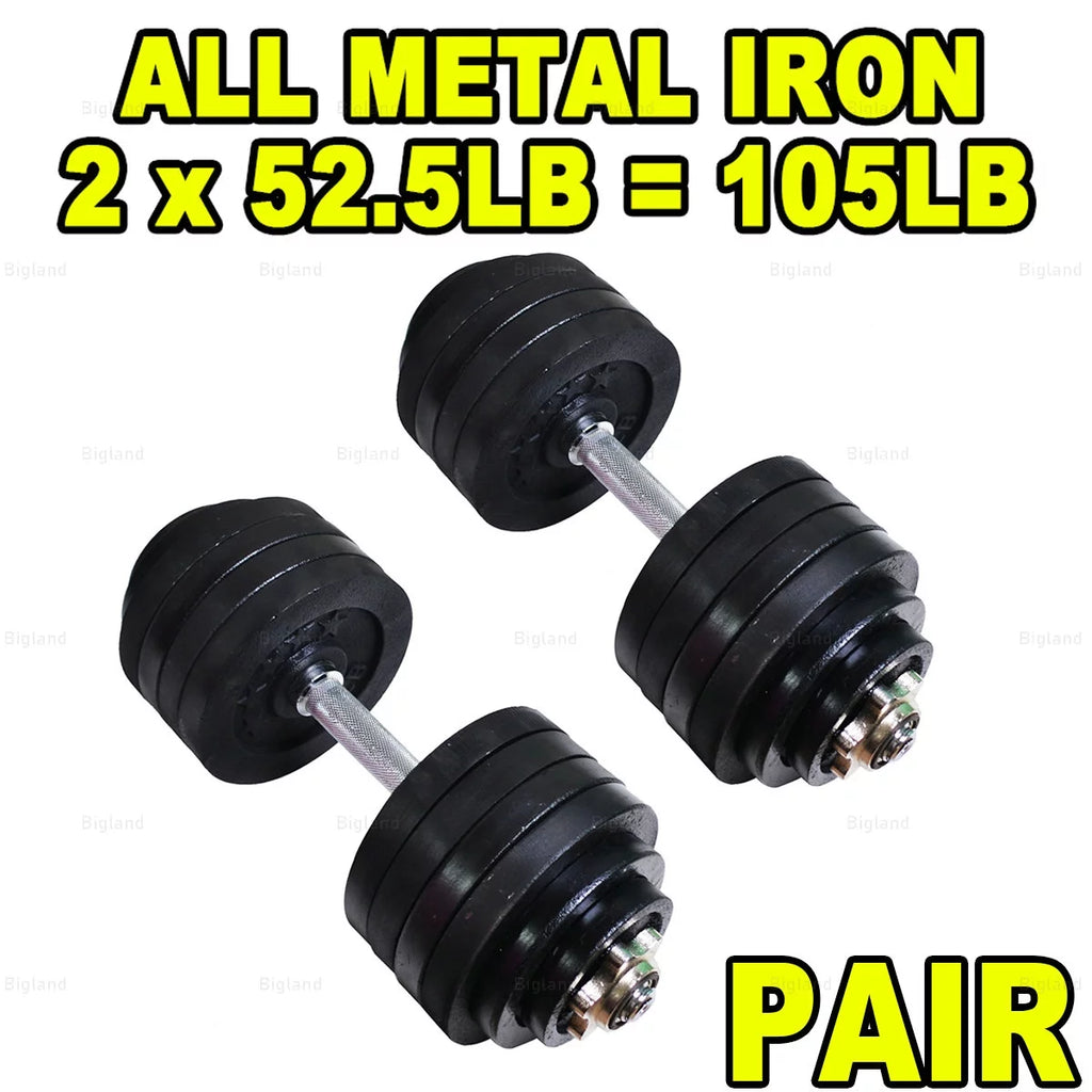 Adjustable Dumbbell Set 105 lbs Pair Black Q447237