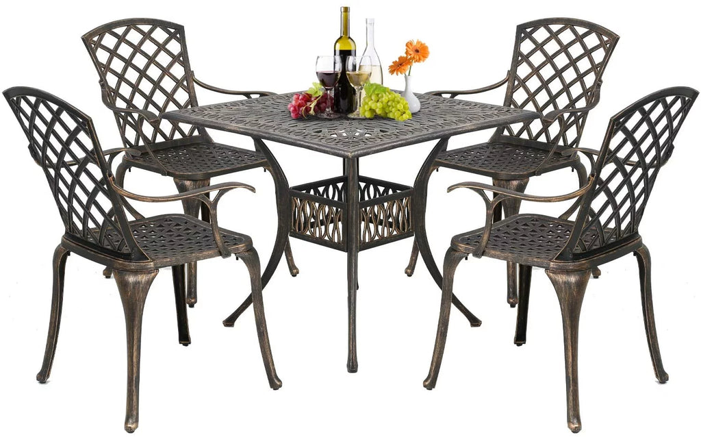 Outdoor Dining Table Set with 4 Wrought Iron Chairs U53404