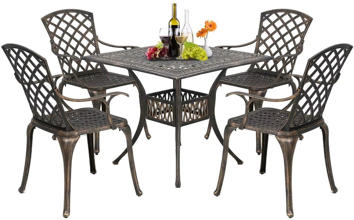 Outdoor Dining Table Set with 4 Wrought Iron Chairs U53404