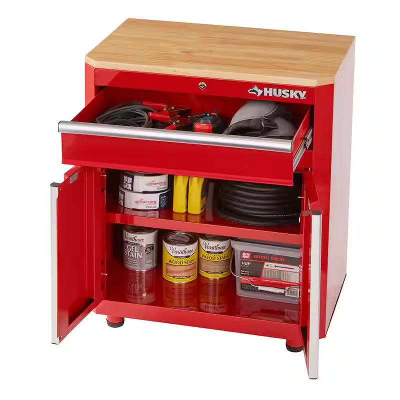 24-Gauge Steel 1-Drawer 2-Door Garage Base Cabinet in Red T187