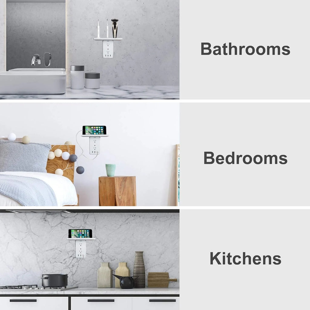2 Pack Wall Outlet Extender with USB, 8 Outlet & 3 USB Surge Protector E553