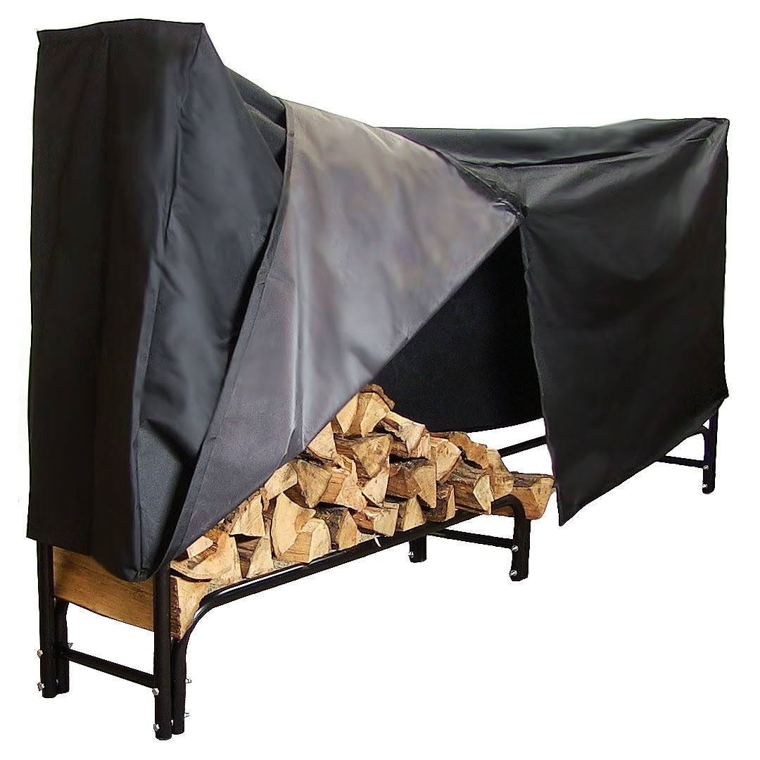 8-Foot Firewood Log Rack and Cover Combo, Black S844