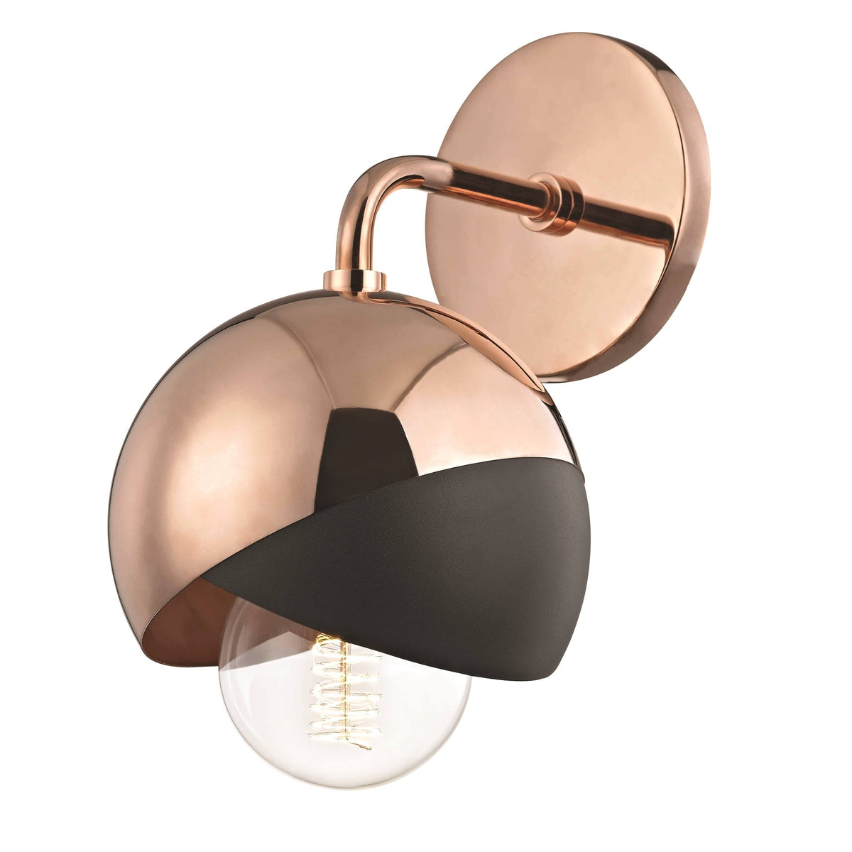 1 Light Wall Sconce Polished Copper/Black T86779