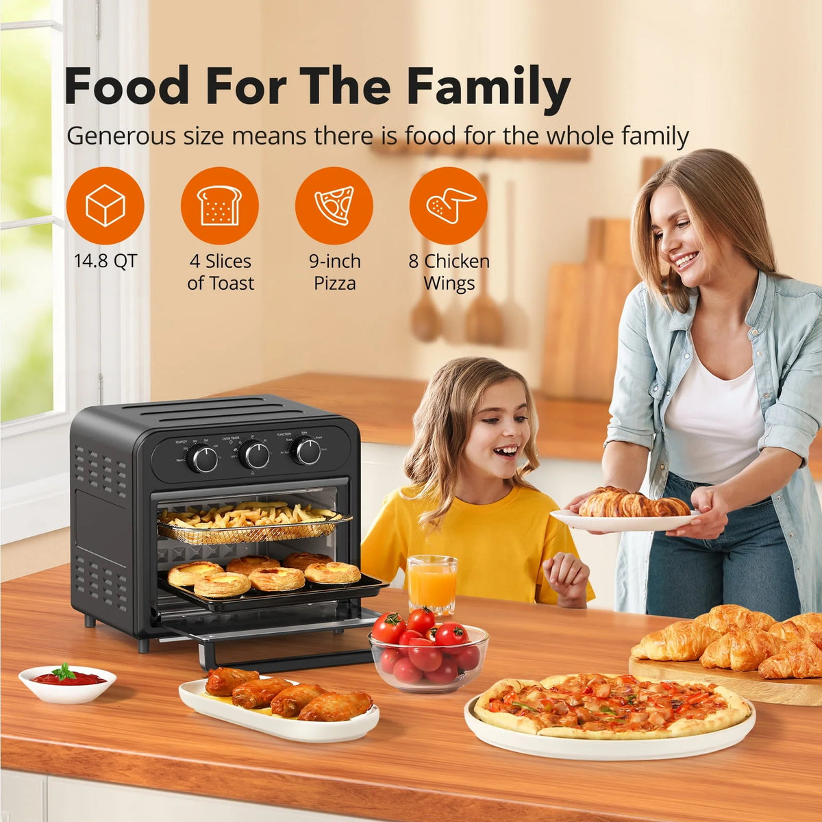 1700W 14.8 Quart 9 in 1 Air Fryer Oven O972