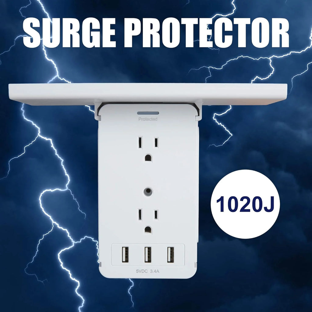 2 Pack Wall Outlet Extender with USB, 8 Outlet & 3 USB Surge Protector E553