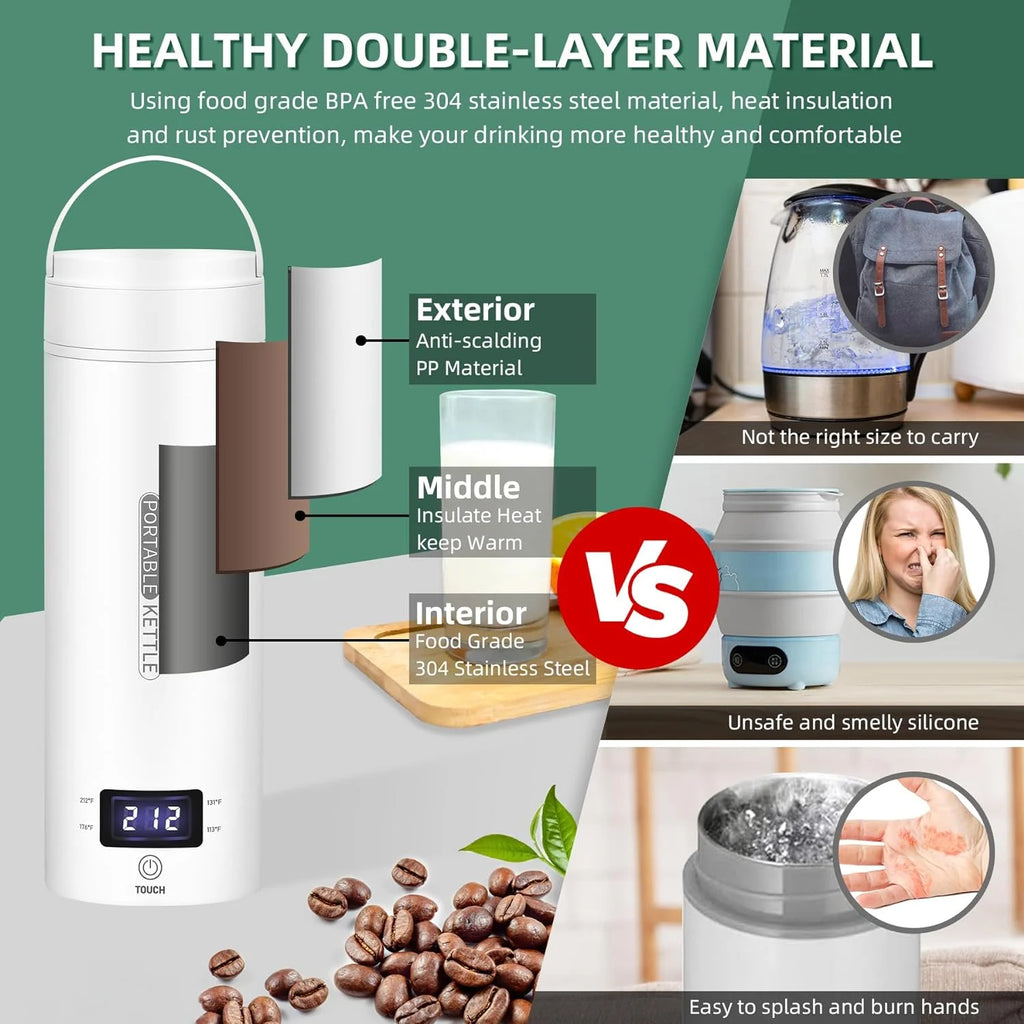 500ml Portable Electric Kettle Stainless Steel L827023
