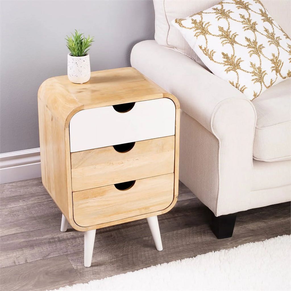 Beige Mango Wood End Table with Storage X827
