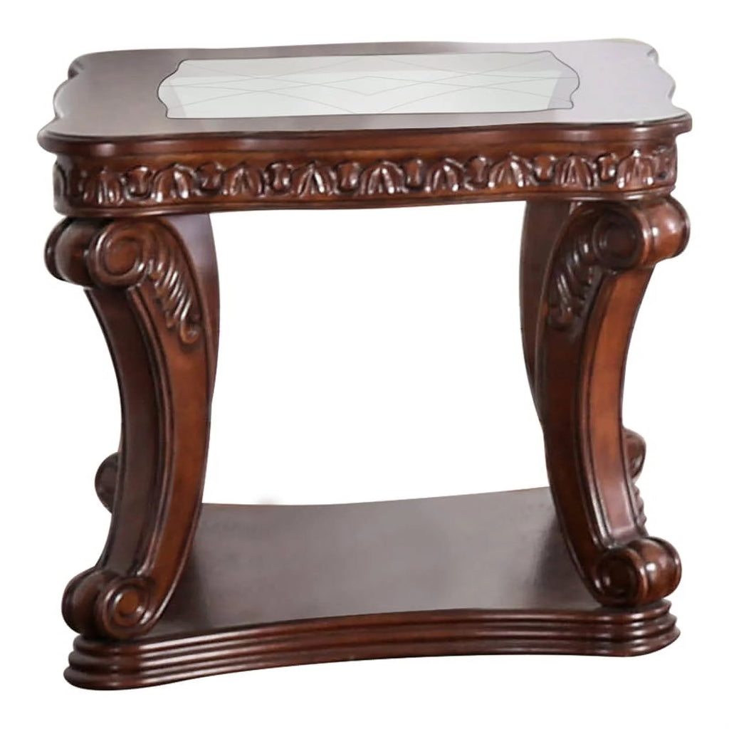 Dark Oak Wood Open Shelf End Table F52798