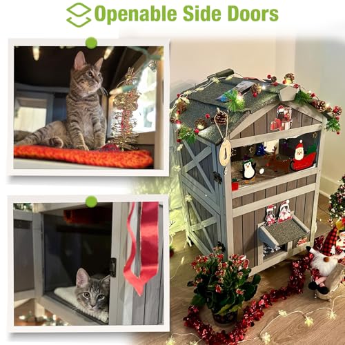 Insulated Weatherproof Two Story Outdoor Cat House U8095