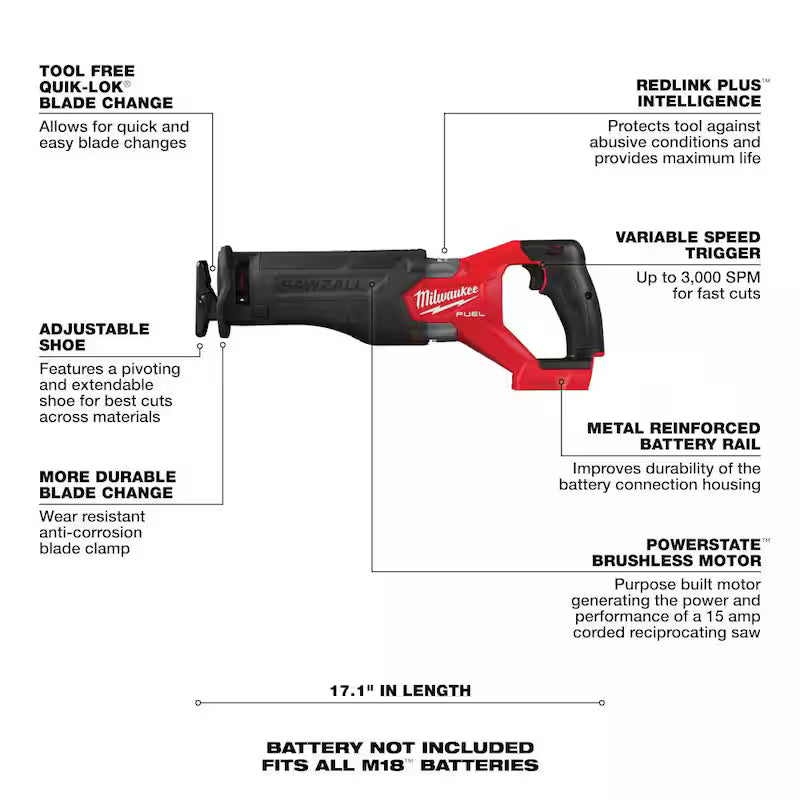 18V Lithium-Ion Brushless Cordless Reciprocating Saw with Battery & Blade Set L5712